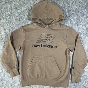 New Balance Boys Youth Size 10 Brown Khaki Fleece Pullover Hoodie LAC33104